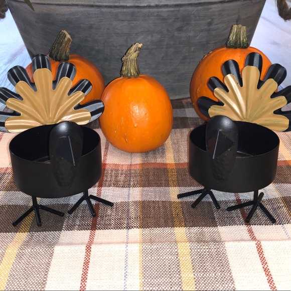 Set of 2 Standing Turkey Candle Holders - Picture 2 of 10